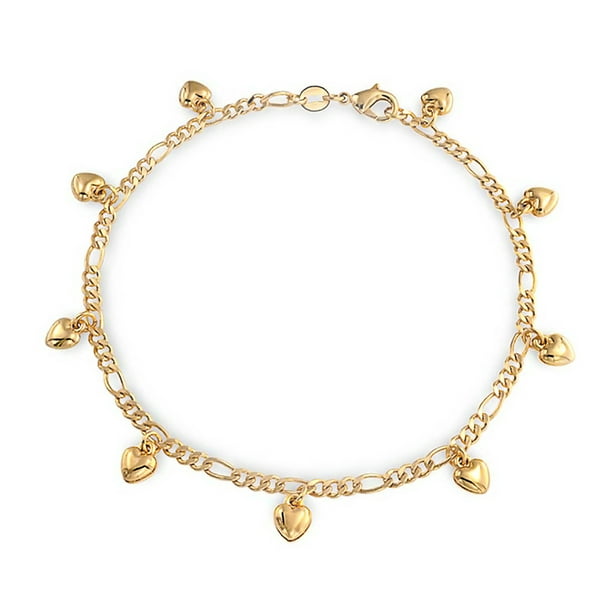 9ct Gold 10 Inch Extender Anklet with 2mm Clear CZ Beads